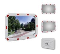 vidaXL Espejo de tráfico convexo, rectangular, de 40x60 cm, con reflectores - Señales de tráfico