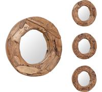 vidaXL Espejo decorativo de teca, 60 cm, redondo - Espejo