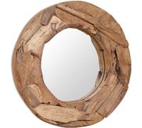 vidaXL Espejo decorativo de teca, 60 cm, redondo - Espejo decorativo - Espejos decorativos - Espejo - Espejo de pared