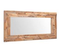 vidaXL Espejo Decorativo de Teca Hecho a Mano con 4 Ganchos para Colgar, Espejo de Madera, Espejo de Pared, Espejo Decorativo, Espejo Colgante 120 x 60 cm