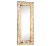 Espejo Tallado A Mano Madera Maciza De Mango 110x50x2,6 Cm Vidaxl