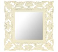 vidaXL Espejo tallado a mano madera maciza de mango blanco 50x50 cm