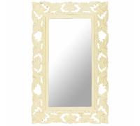 vidaXL Espejo tallado a mano, blanco, 80x50 cm, madera maciza de mango