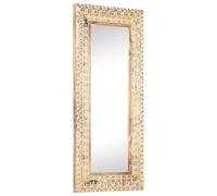 vidaXL Espejo Tallado a Mano Maquillaje Pared Pasillo Entrada Vestidor Decoración Muebles Robusto Estable 110x50x2,6 cm Madera Maciza de Mango