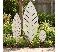 vidaXL Estaca de Jardín 3 uds. 116,5 x 35 x 3 cm Blanco Acero