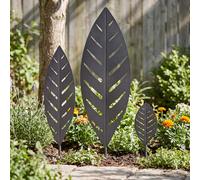 vidaXL Estaca de Jardín 3 uds. 116,5 x 35 x 3 cm Negro Acero