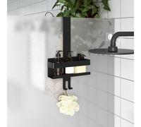 vidaXL Estante colgante de ducha acero inox cepillado 304 negro mate