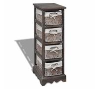 vidaXL Estante con 4 cestas tejidas de almacenamiento madera marrón