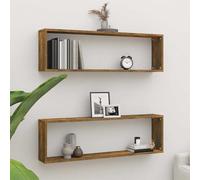 vidaXL Estante cúbico de pared 2 uds madera roble ahumado 100x15x30cm