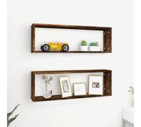 vidaXL Estante cúbico de pared 2 uds madera roble ahumado 80x15x26,5cm