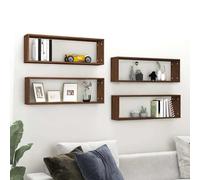 vidaXL Estante cúbico de pared 4 uds madera roble marrón 80x15x26,5cm