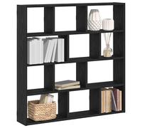 vidaXL Estante cubo de pared 12 compartimentos madera ingeniería negro