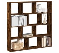 vidaXL Estante cubo de pared 12 compartimentos madera roble ahumado