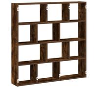 vidaXL Estante Cubo de Pared 12 Compartimentos Madera Roble Ahumado