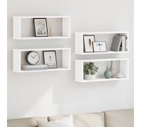 vidaXL Estante cubo de pared 4 uds contrachapado blanco 60x15x23 cm