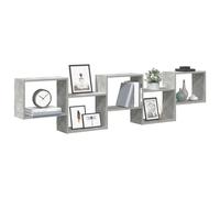 vidaXL Estantería cubo de pared 5 compartimentos madera gris hormigón flotante
