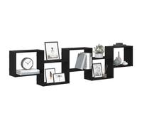 vidaXL Estante cubo de pared 5 compartimentos madera ingeniería negro