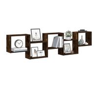 vidaXL Estante cubo de pared 5 compartimentos madera roble ahumado