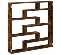 vidaXL Estante cubo de pared 7 compartimentos, madera roble ahumado, flotante