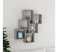 vidaXL Estante cubo de pared contrachapado gris hormigón 78x15x93 cm
