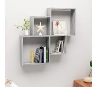 vidaXL Estante cubo de pared contrachapado gris hormigón 80x15x78,5 cm