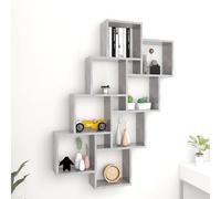 vidaXL Estante cubo de pared contrachapado gris hormigón 90x15x119 cm