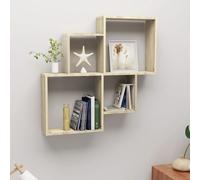 vidaXL Estantería de cubos de pared colgante, contrachapada roble 80×15×78,5 cm