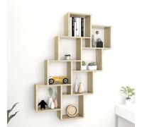 vidaXL Estante cubo de pared contrachapado roble Sonoma 90x15x119 cm
