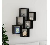 vidaXL Estante cubo de pared madera contrachapada negro 78x15x93 cm