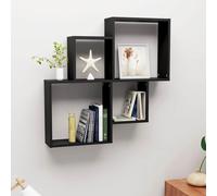 vidaXL Estante cubo de pared madera contrachapada negro 80x15x78,5 cm
