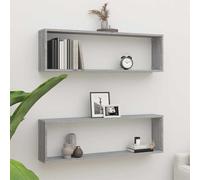vidaXL Estante cubo pared 2 uds contrachapada gris Sonoma 100x15x30 cm