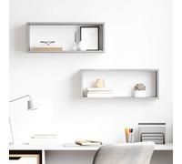 vidaXL Estante cubo pared 2 uds contrachapado gris hormigón 60x15x23cm