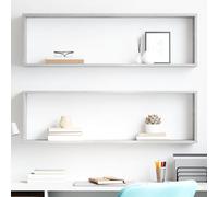 vidaXL Estante cubo pared 2uds contrachapado gris hormigón 100x15x30cm