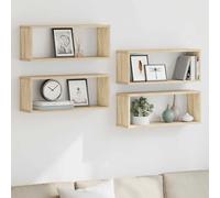 vidaXL Estante cubo pared 4 uds contrachapado roble Sonoma 60x15x23 cm