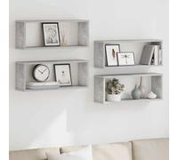 vidaXL Estante cubo pared 4 uds madera ingeniería hormigón 60x15x23cm