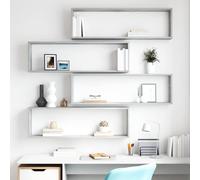 vidaXL Estantería cubo de pared 4 uds Contrachapado Gris hormigón 100x15x30 cm