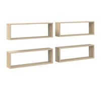 vidaXL Estante cubo pared 4uds contrachapado roble Sonoma 80x15x26,5cm
