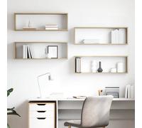 vidaXL Estante cubo pared 4uds contrachapado roble Sonoma 80x15x26,5cm