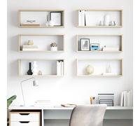vidaXL Estante cubo pared 6 uds contrachapado roble Sonoma 60x15x23 cm