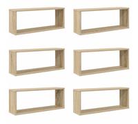 vidaXL Estante cubo pared 6 uds contrachapado roble Sonoma 60x15x23 cm
