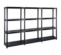 vidaXL Estante de Almacenaje 4 Niveles Estanterías Muebles Mobiliario Soporte Adornos Exhibición Organizador Negro Plástico 183x30,5x130 cm
