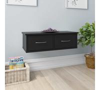 vidaXL Estante de cajones para pared contrachapada negro 60x26x18,5cm