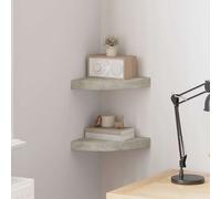vidaXL Estantería esquinera de pared MDF Hormigón gris 25x25x3,8 cm para CDs y libros – Pack 2