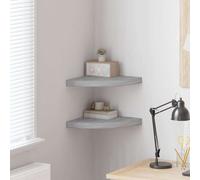 vidaXL Estante esquinero de pared Estantería colgante MDF gris hormigón 35x35x3,8 cm 2 uds