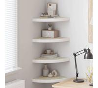vidaXL Estante de esquina de pared 4 uds MDF roble/blanco 35x35x3,8 cm