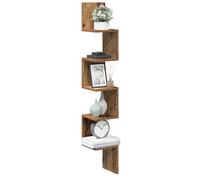 vidaXL Estante de esquina de pared ingeniería envejecida 20x20x127,5cm