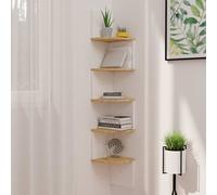 vidaXL Estante de esquina de pared madera de ingeniería blanco y roble