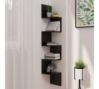 vidaXL Estante de esquina de pared madera de ingeniería negro brillo