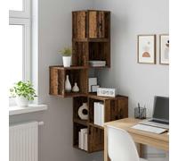 vidaXL Estante de Esquina de Pared Madera Envejecida 48 x 48 x 120 cm