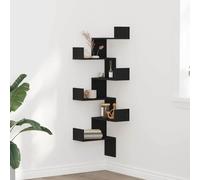 vidaXL Estante de Esquina de Pared Roble Negro 45 x 45 x 147 cm